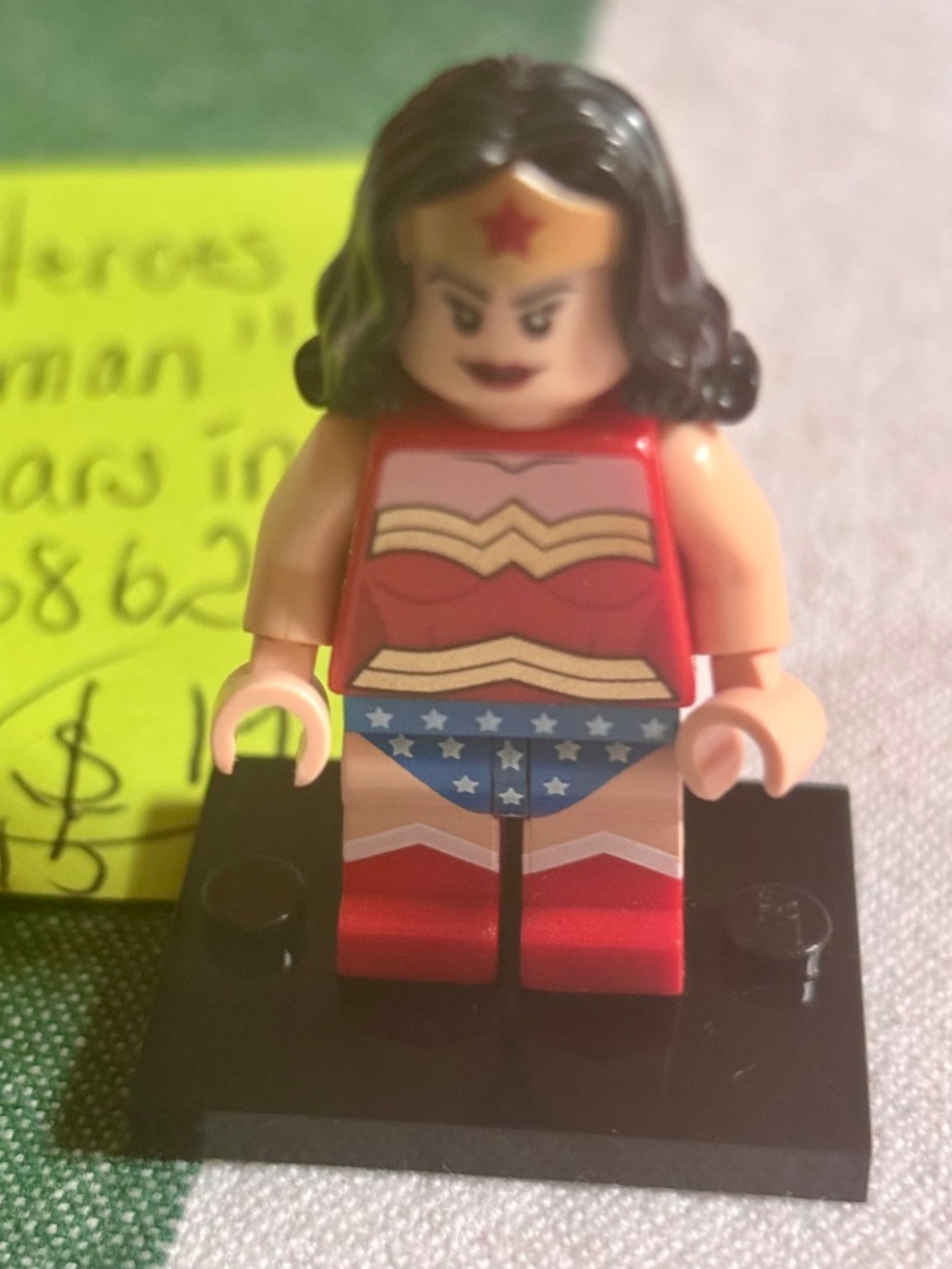 LEGO Super Heroes "Wonder Woman" sh0004 with stand. Appears in 3 sets.